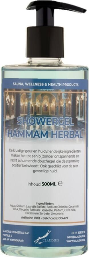 Claudius Cosmetics Benelux B.V. Douchegel Hammam Herbal 500 ml met gratis pomp Showergel