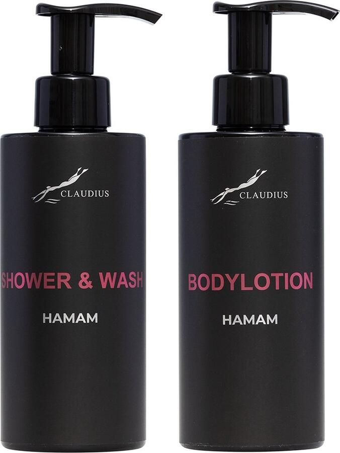 Claudius Cosmetics B.V. Douchepakket Hamam Shower & Wash + Bodylotion 300 ml per fles Claudius Cosmetics bodycare luxe fles set van 2 stuks