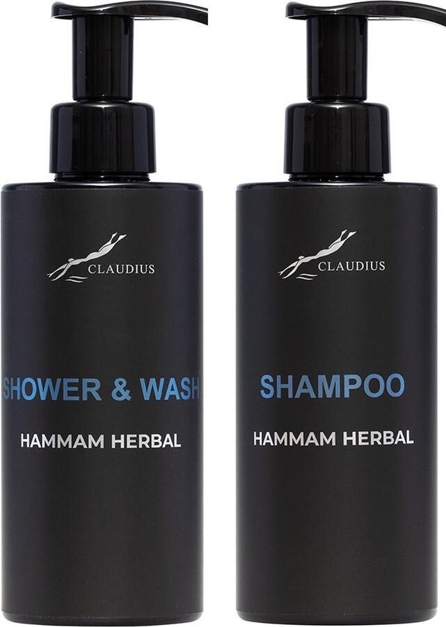Claudius Cosmetics B.V. Douchepakket Hammam Herbal Shower & Wash + Shampoo 300 ml per fles Claudius Cosmetics bodycare luxe fles set van 2 stuks