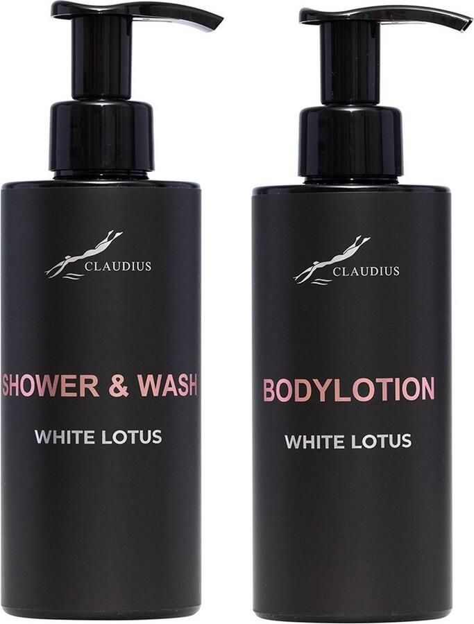 Claudius Cosmetics B.V. Douchepakket White Lotus Shower & Wash + Bodylotion 300 ml per fles Claudius Cosmetics bodycare luxe fles set van 2 stuks