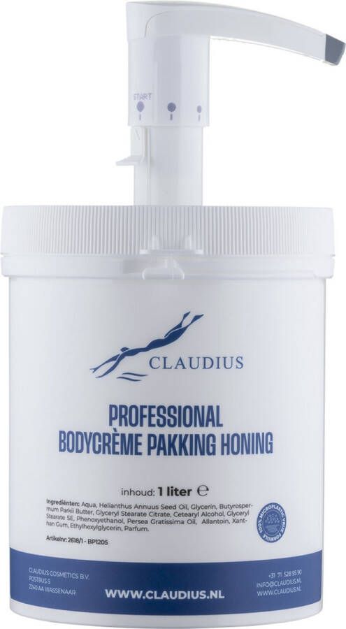 Claudius Cosmetics B.V Professional Bodycrème Pakking Honing 1 liter in handige salonverpakking