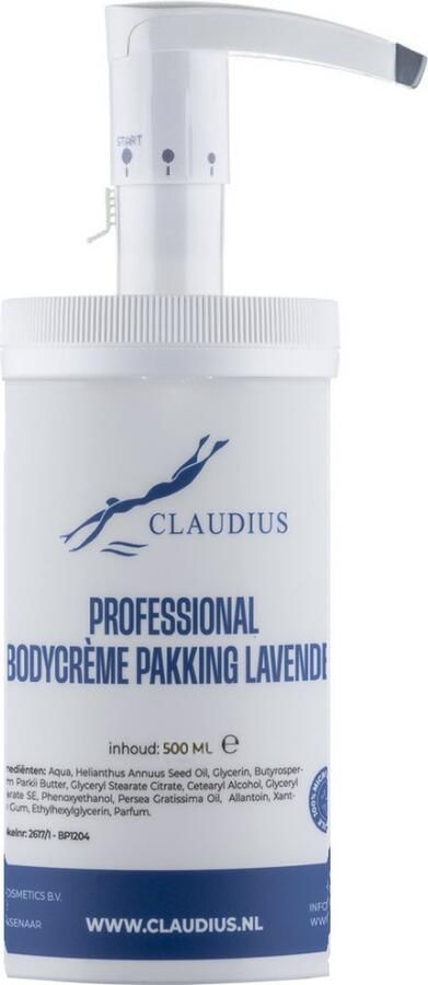 Claudius Cosmetics B.V. Professional Bodycrème Pakking lavendel 500 ml in handige salonverpakking
