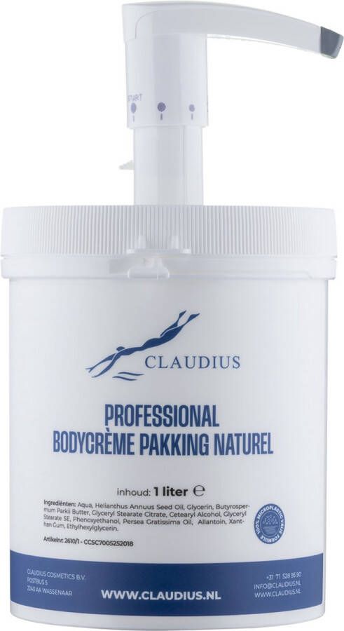 Claudius Cosmetics B.V Professional Bodycrème Pakking Naturel 1 liter in handige salonverpakking