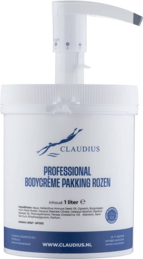 Claudius Cosmetics B.V Professional Bodycrème Pakking Rozen 1 liter in handige salonverpakking