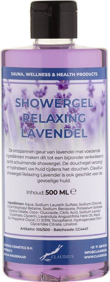 Claudius Cosmetics B.V. Douchegel Relaxing Lavendel 500 ml met klepdop Showergel