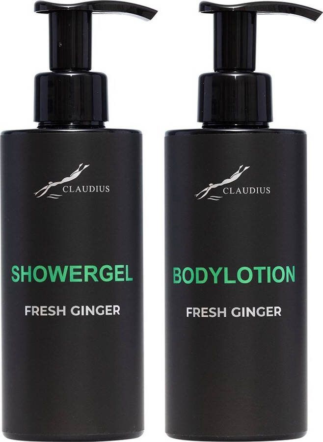 Claudius Cosmetics B.V. Douchepakket Fresh Ginger Showergel + Bodylotion 300 ml per fles Claudius Cosmetics bodycare luxe fles set van 2 stuks