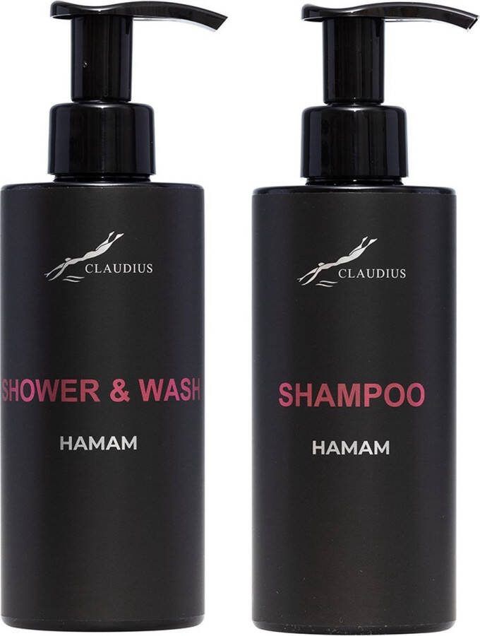 Claudius Cosmetics B.V. Douchepakket Hamam Shower & Wash + Shampoo 300 ml per fles Claudius Cosmetics bodycare luxe fles set van 2 stuks