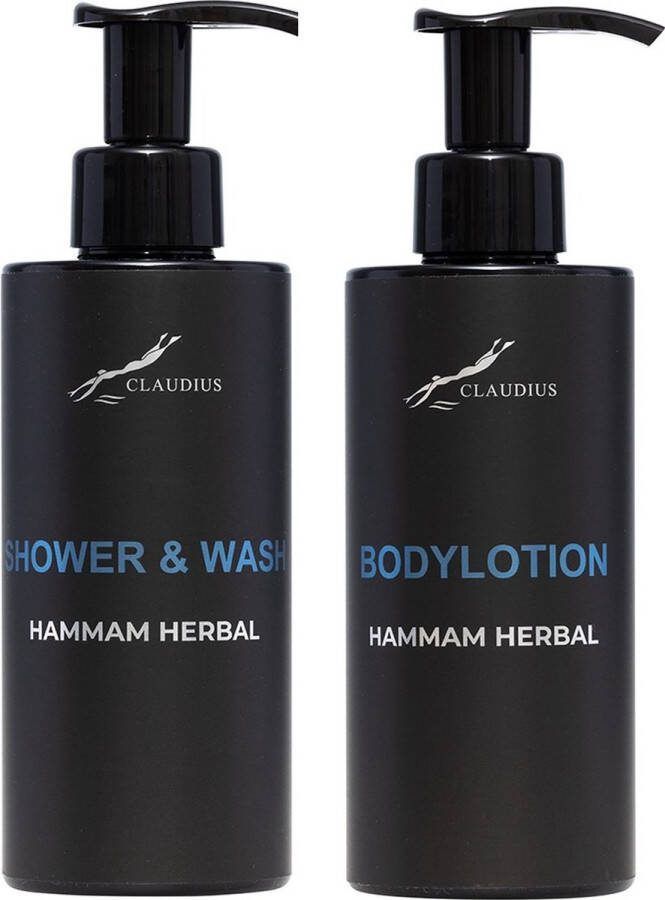 Claudius Cosmetics B.V. Douchepakket Hammam Herbal Shower & Wash + Bodylotion 300 ml per fles Claudius Cosmetics bodycare luxe fles set van 2 stuks