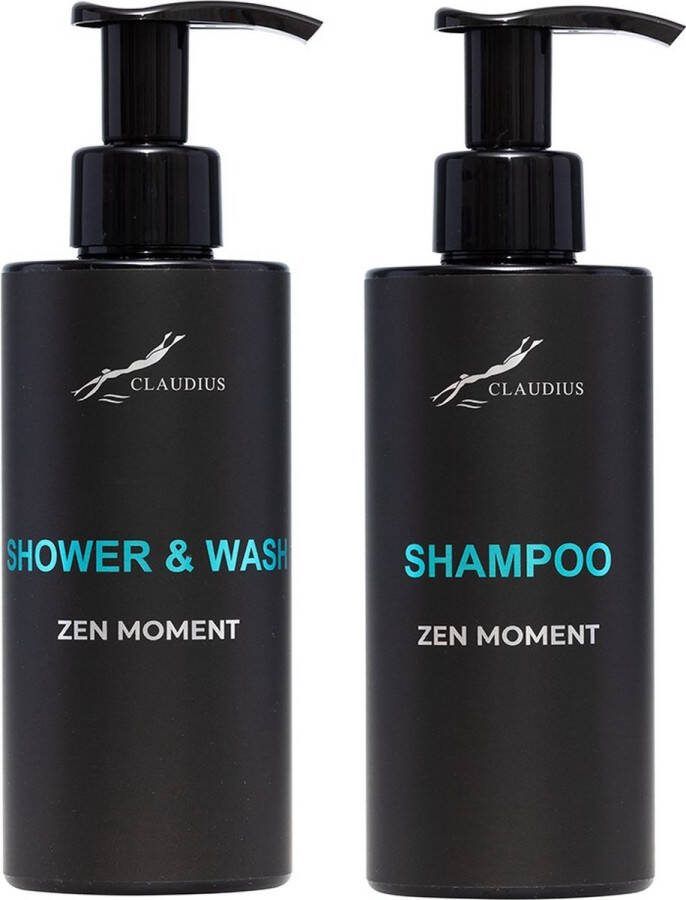Claudius Cosmetics B.V. Douchepakket Zen Moment Shower & Wash + Shampoo 300 ml per fles Claudius Cosmetics bodycare luxe fles set van 2 stuks