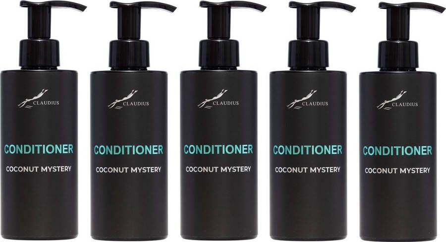 Claudius Cosmetics B.V. Hairconditioner Coconut Mystery 300 ml met pomp zwarte fles set van 5 stuks Voordeelverpakking