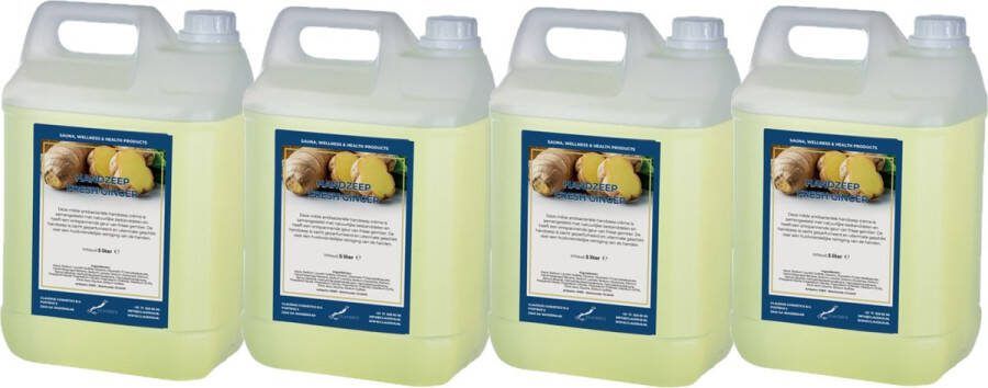 Claudius Cosmetics B.V. Handzeep Fresh Ginger 5 liter set van 4 stuks