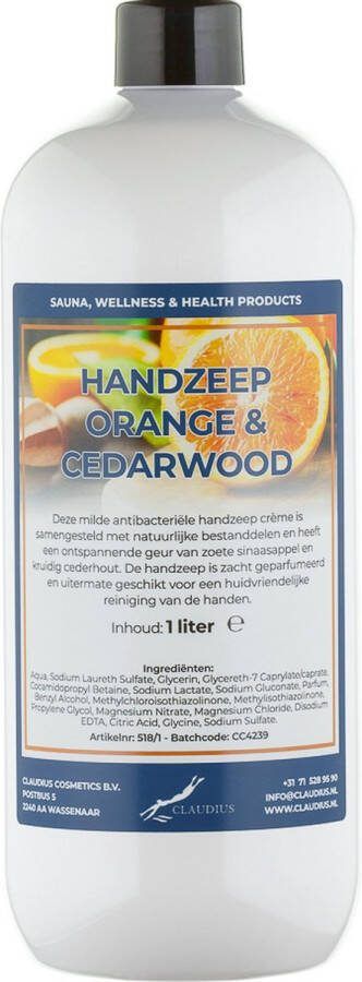 Claudius Cosmetics B.V. Handzeep Sweet Orange & Cedarwood 1 liter