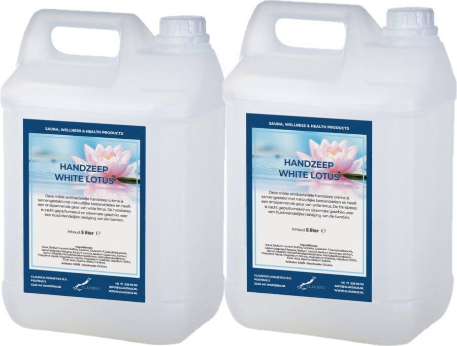Claudius Cosmetics B.V. Handzeep White Lotus 5 liter set van 2 stuks