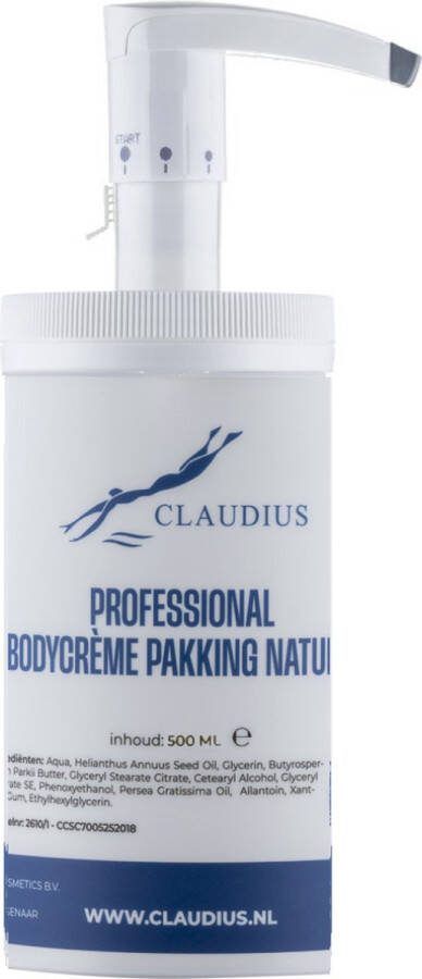 Claudius Cosmetics B.V. Professional Bodycrème Pakking Naturel 500 ml in handige salonverpakking