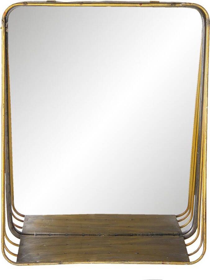 Clayre & Eef Wandspiegel 34*11*42 cm Koperkleurig Metaal glas Rechthoek Grote Spiegel Muur Spiegel Wand Spiegel Grote SpiegelMuur SpiegelWand Spiegel