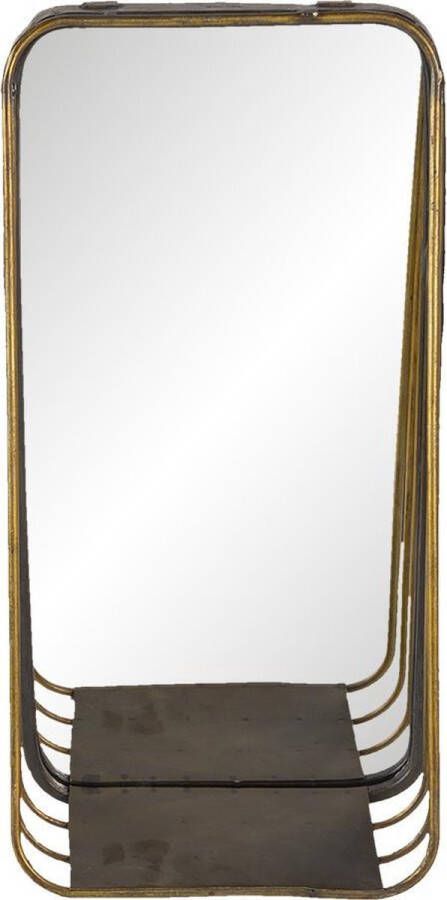 Clayre & Eef Wandspiegel 19*11*39 cm Koperkleurig Metaal glas Rechthoek Grote Spiegel Muur Spiegel Wand Spiegel Grote SpiegelMuur SpiegelWand Spiegel