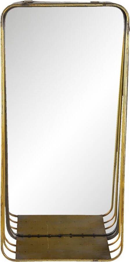 Clayre & Eef Wandspiegel 24*11*49 cm Koperkleurig Metaal glas Rechthoek Grote Spiegel Muur Spiegel Wand Spiegel Grote SpiegelMuur SpiegelWand Spiegel