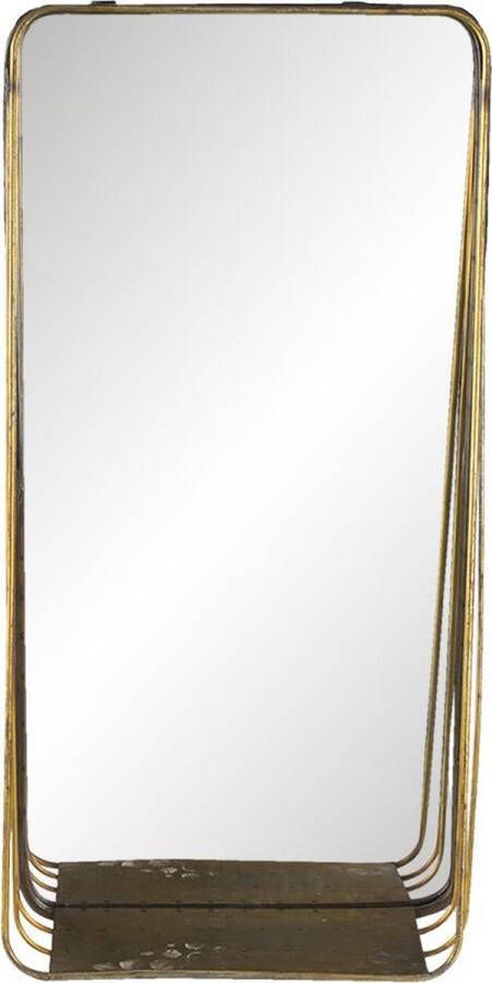 Clayre & Eef Wandspiegel 29*11*59 cm Koperkleurig Metaal glas Rechthoek Grote Spiegel Muur Spiegel Wand Spiegel Grote SpiegelMuur SpiegelWand Spiegel