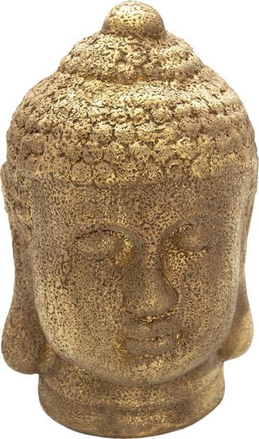 Clayre & Eef Beeld Boeddha 23 cm Goudkleurig Keramiek Rond Decoratie beeld Decoratieve Accessoires Woonaccessoires