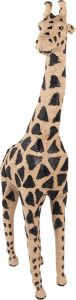 Clayre & Eef Beeld Giraf 90 cm Bruin Zwart Papier Ijzer Textiel Woonaccessoires beeld decoratie Decoratieve Accessoires