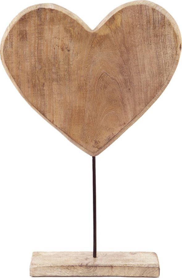 Clayre & Eef Beeld Hart 32x7x51 cm Bruin Hout Metaal Woonaccessoires
