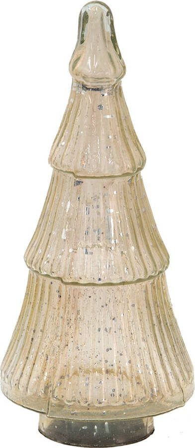 HAES deco Decoratieve Kerstboom Formaat Ø 13x30 cm Kleur Beige Materiaal Glas Kerstversiering Kerstdecoratie