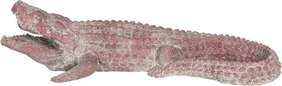 Clayre & Eef Beeld Krokodil 46x21x12 cm Rood Kunststof Krokodil Woonaccessoires beeld decoratie Decoratieve Accessoires