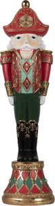 Clayre & Eef Beeld Notenkraker 10x10x36 Cm Rood Kunststof Kerstdecoratie Beeld Decoratie Decoratieve Accessoires Rood
