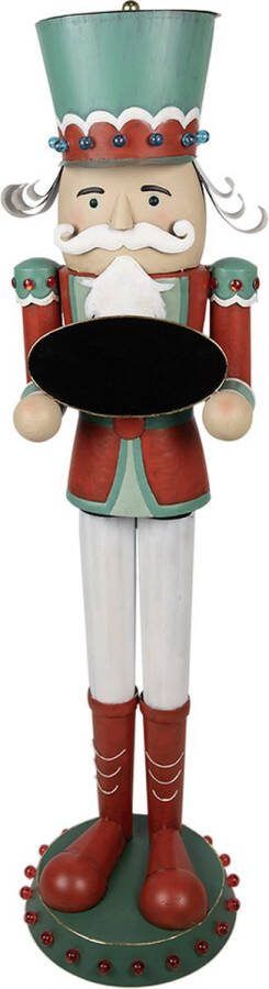 Clayre & Eef Beeld Notenkraker 129 cm Rood Ijzer Kerstdecoratie Rood Kerstdecoratie