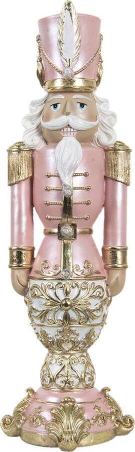 Clayre & Eef Beeld Notenkraker 19x19x58 cm Roze Polyresin Kerstdecoratie