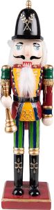 Clayre & Eef Beeld Notenkraker 30 cm Rood Groen Kunststof Kerstdecoratie beeld decoratie Decoratieve Accessoires
