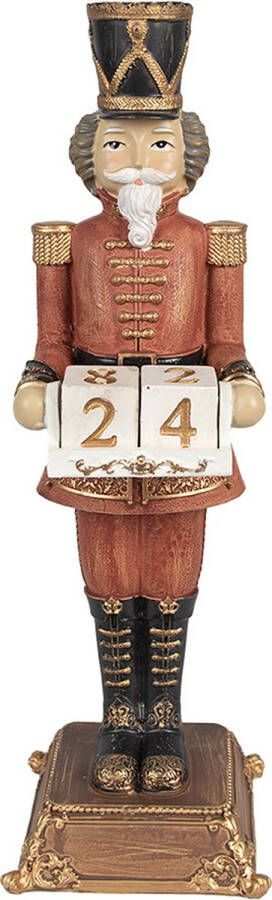 Clayre & Eef Beeld Notenkraker 32 cm Rood Polyresin Kerstfiguren Rood Kerstfiguren