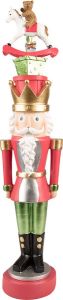 Clayre & Eef Beeld Notenkraker 50 cm Roze Groen Kunststof Kerstdecoratie beeld decoratie Decoratieve Accessoires