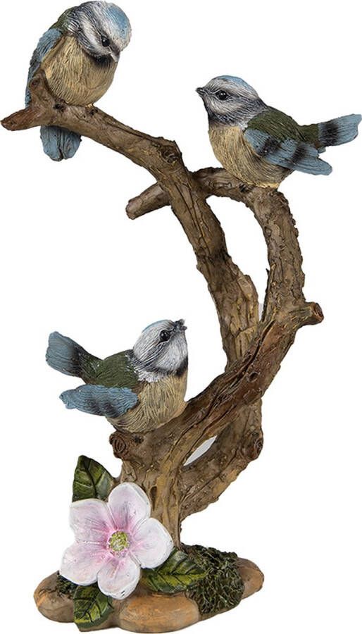 Clayre & Eef Beeld Vogels 22 cm Bruin Blauw Kunststof Woonaccessoires beeld decoratie Decoratieve Accessoires
