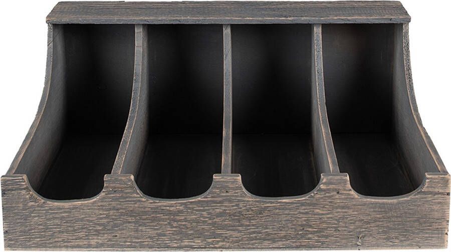 Clayre & Eef Bestekbak 41x29x17 cm Grijs Hout Rechthoek Bestekhouder Grijs Bestekhouder