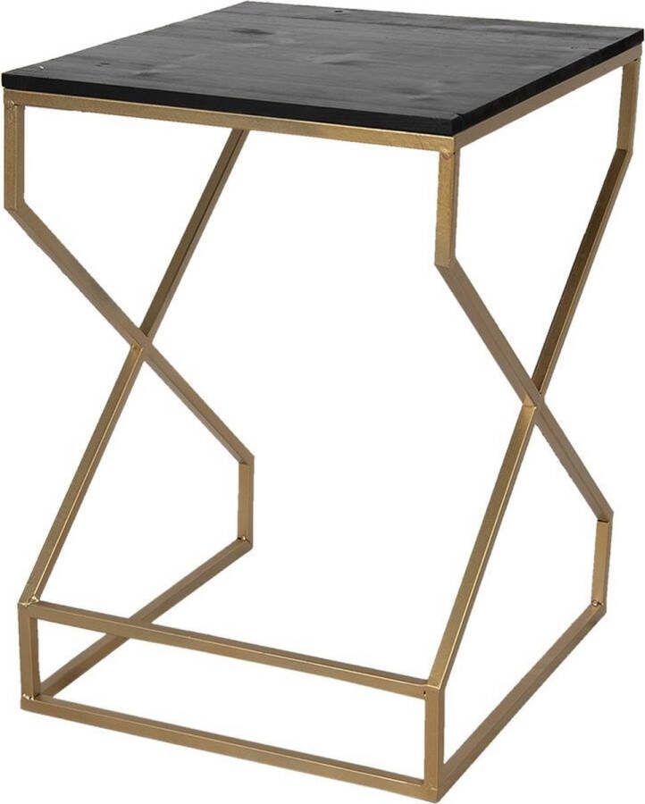 Clayre & Eef Bijzettafel 40x40x55 cm Goudkleurig Ijzer Hout Vierkant Plantentafel Goudkleurig Plantentafel