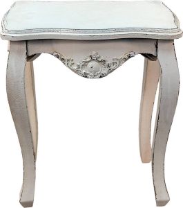 Clayre & Eef Bijzettafel 52x35x58 Cm Wit Hout Kunststof Side Table Tafeltje Wit Side Table Tafeltje