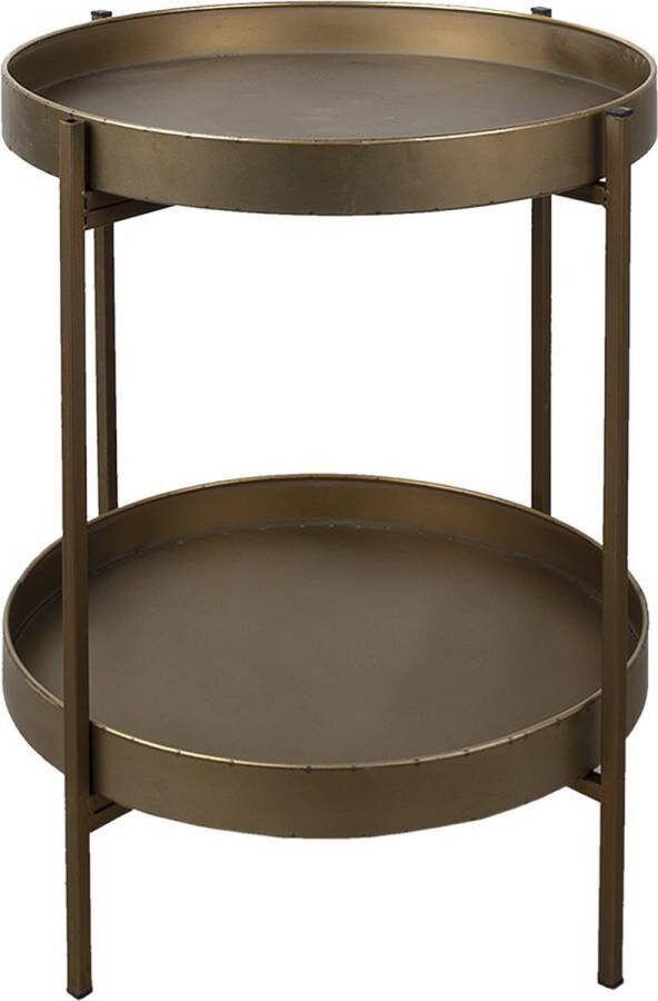 Clayre & Eef Bijzettafel Ø 52x60 cm Koperkleurig Metaal Rond Koperkleurig
