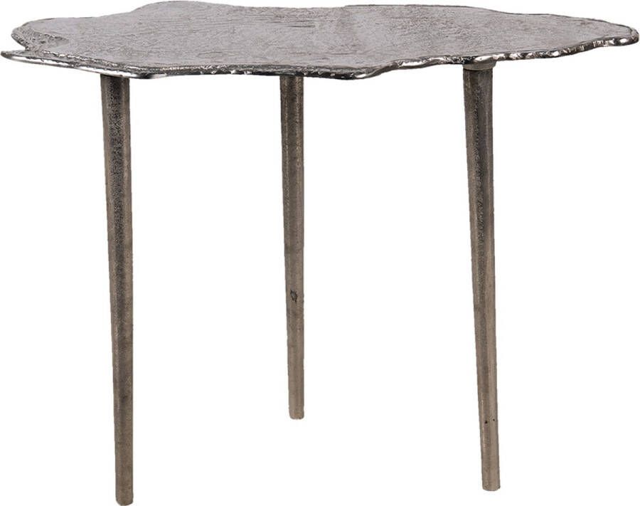 Clayre & Eef Bijzettafel 56*24*45 cm Grijs Aluminium Side table Tafeltje