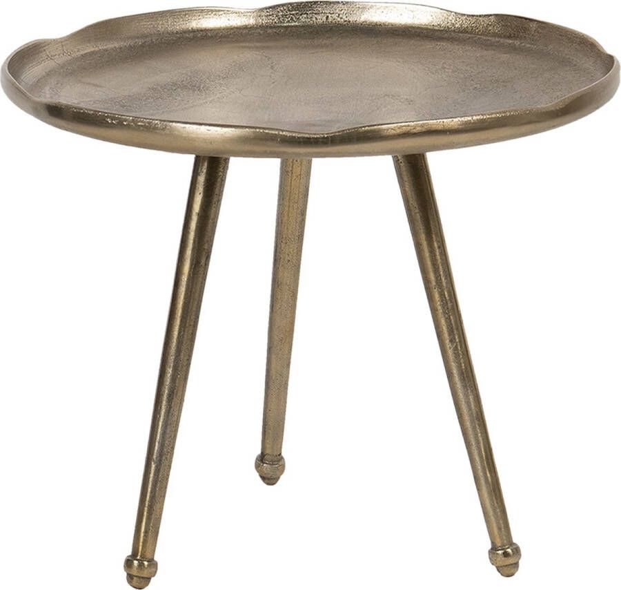 Clayre & Eef Bijzettafel Ø 59*45 cm Goudkleurig Aluminium Rond Side table Tafeltje Side tableTafeltje