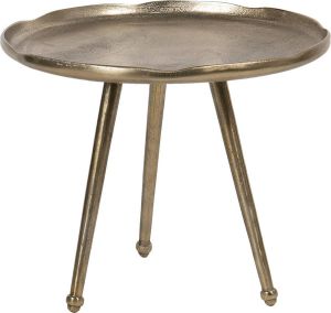 Clayre & Eef Bijzettafel Ø 59x45 Cm Goudkleurig Aluminium Rond Side Table Tafeltje Goudkleurig Side Table Tafeltje