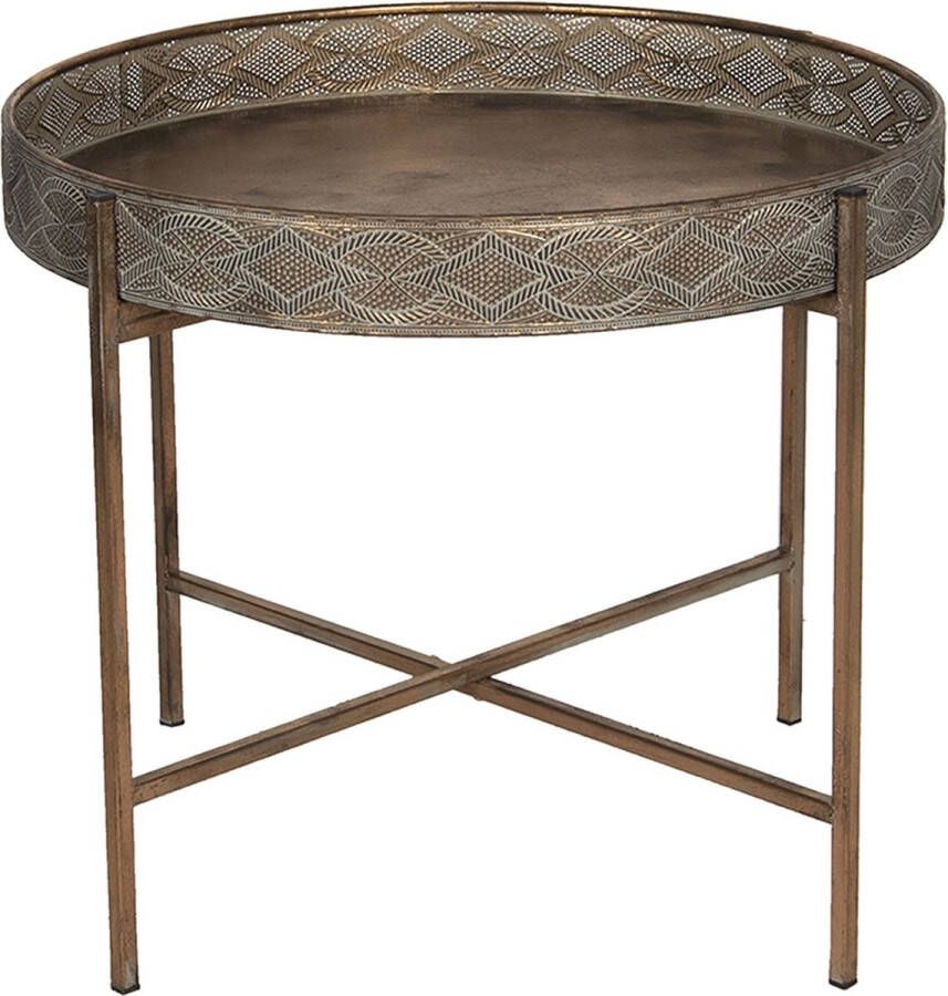 Clayre & Eef Bijzettafel Ø 60x50 cm Koperkleurig Ijzer Rond Koperkleurig