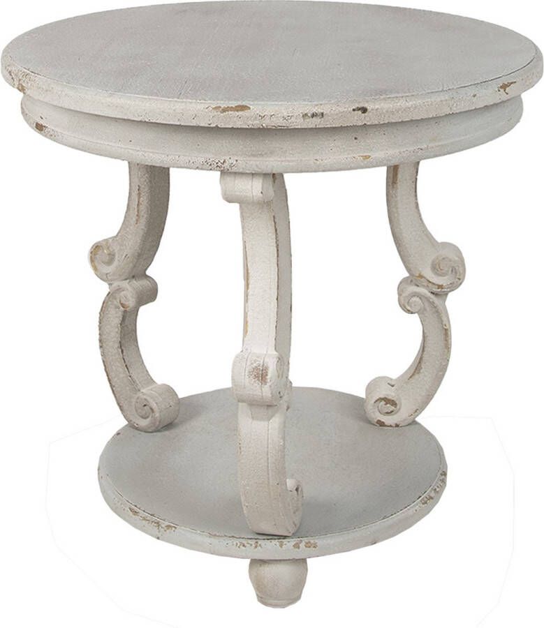 Clayre & Eef Bijzettafel Ø 66x64 cm Grijs Hout Rond Plantentafel Grijs Plantentafel