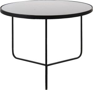 Clayre & Eef Bijzettafel Ø 75*50 cm Zwart Aluminium Rond Side table Tafeltje