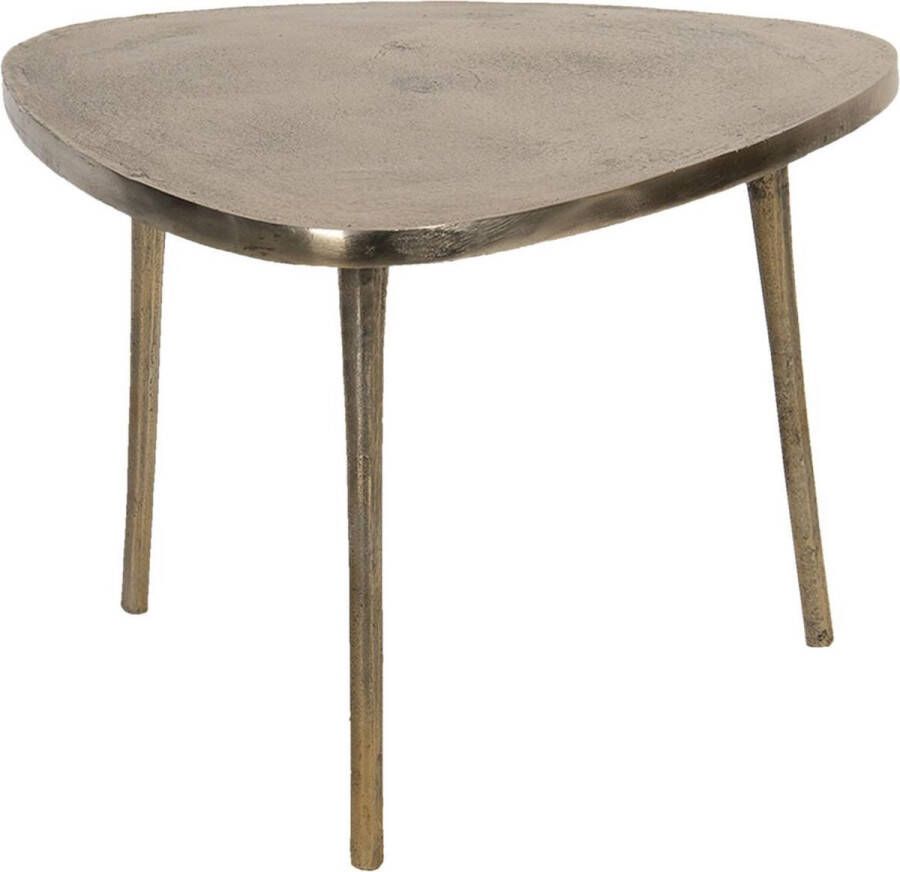 Clayre & Eef Bijzettafel 77*77*54 cm Goudkleurig Aluminium Driehoek Side table Tafeltje Side tableTafeltje