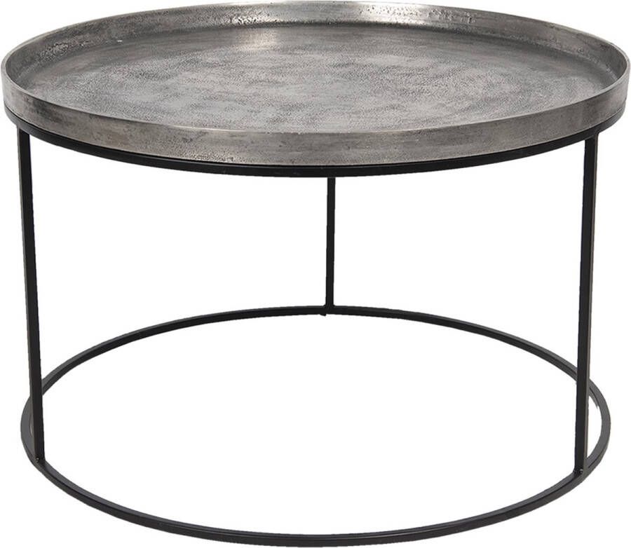 Clayre & Eef Bijzettafel Ø 80*48 cm Zilverkleurig Aluminium Rond Side table Tafeltje Side tableTafeltje