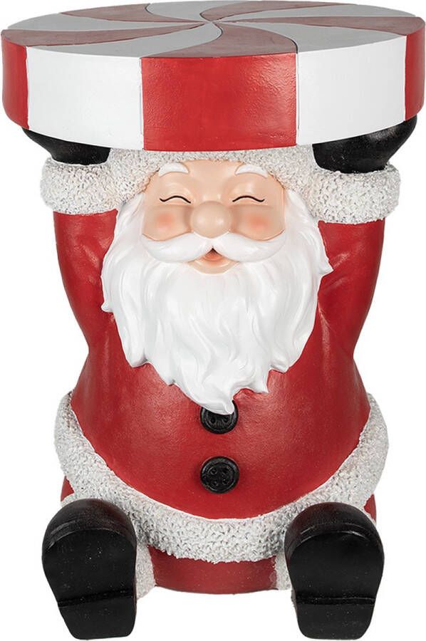 Clayre & Eef Bijzettafel Kerstman 39x39x54 cm Rood Polyresin Rood