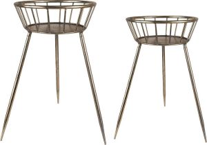 Clayre & Eef Bijzettafel Set van 2 42x38x58 cm Goudkleurig Metaal Sidetable Goudkleurig Sidetable
