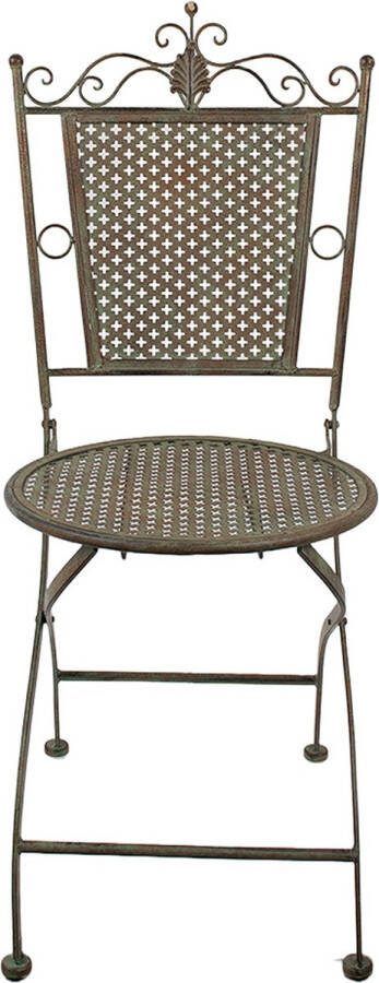 Clayre & Eef Bistrostoel 43x45x96 cm Groen Bruin Ijzer Terrasstoel