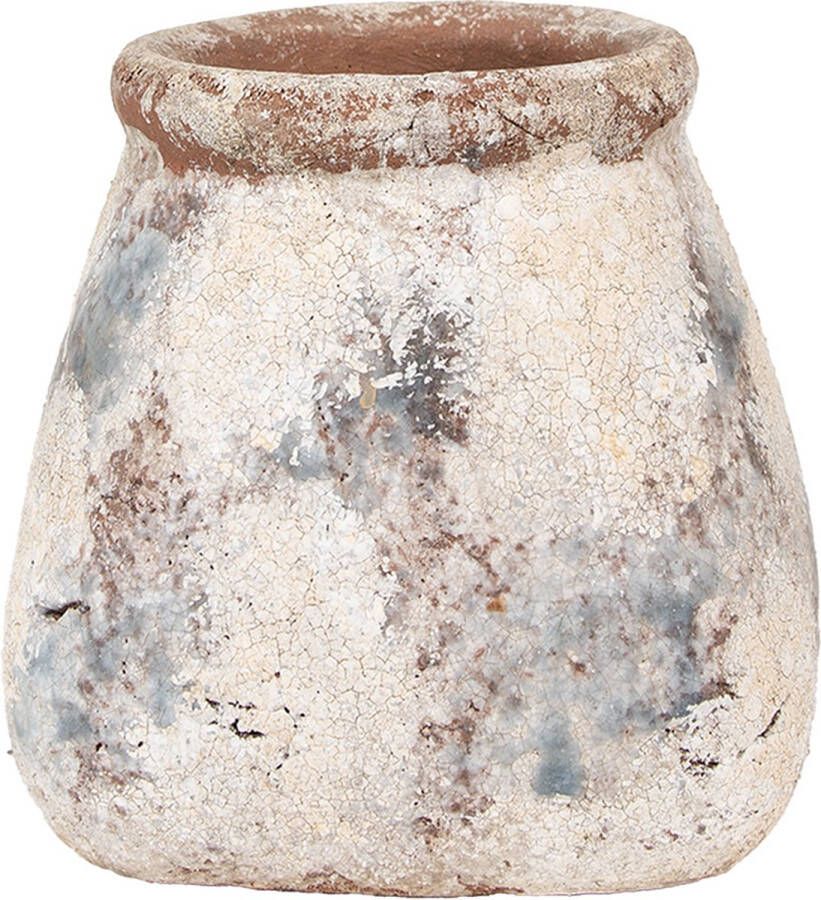 Clayre & Eef Bloempot 10x10x10 cm Beige Groen Terracotta
